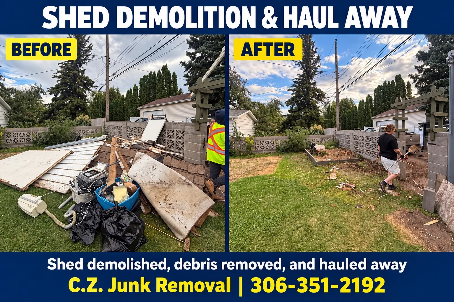Shed demolition and haul away in Saskatoon