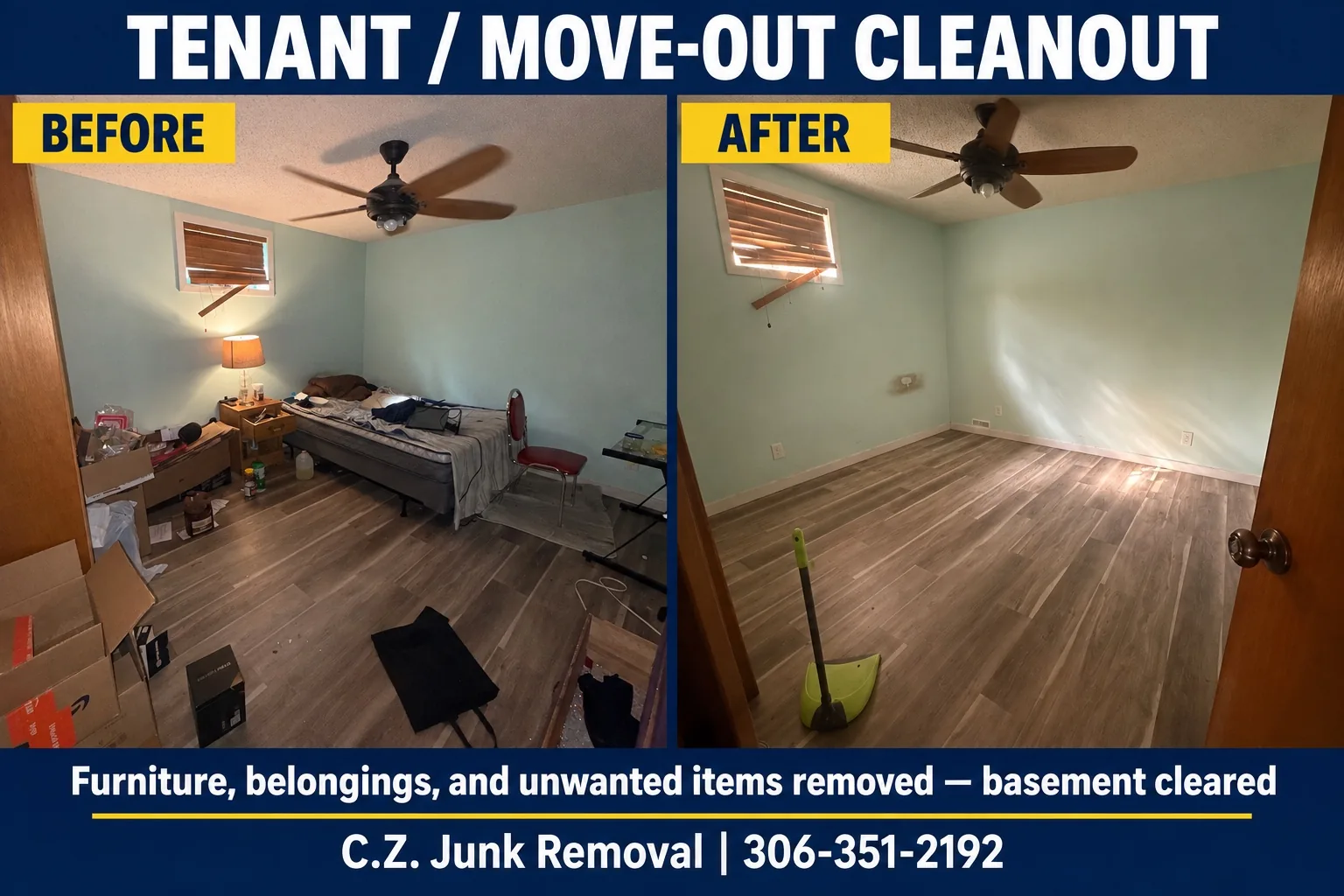 Tenant move-out cleanout in Saskatoon
